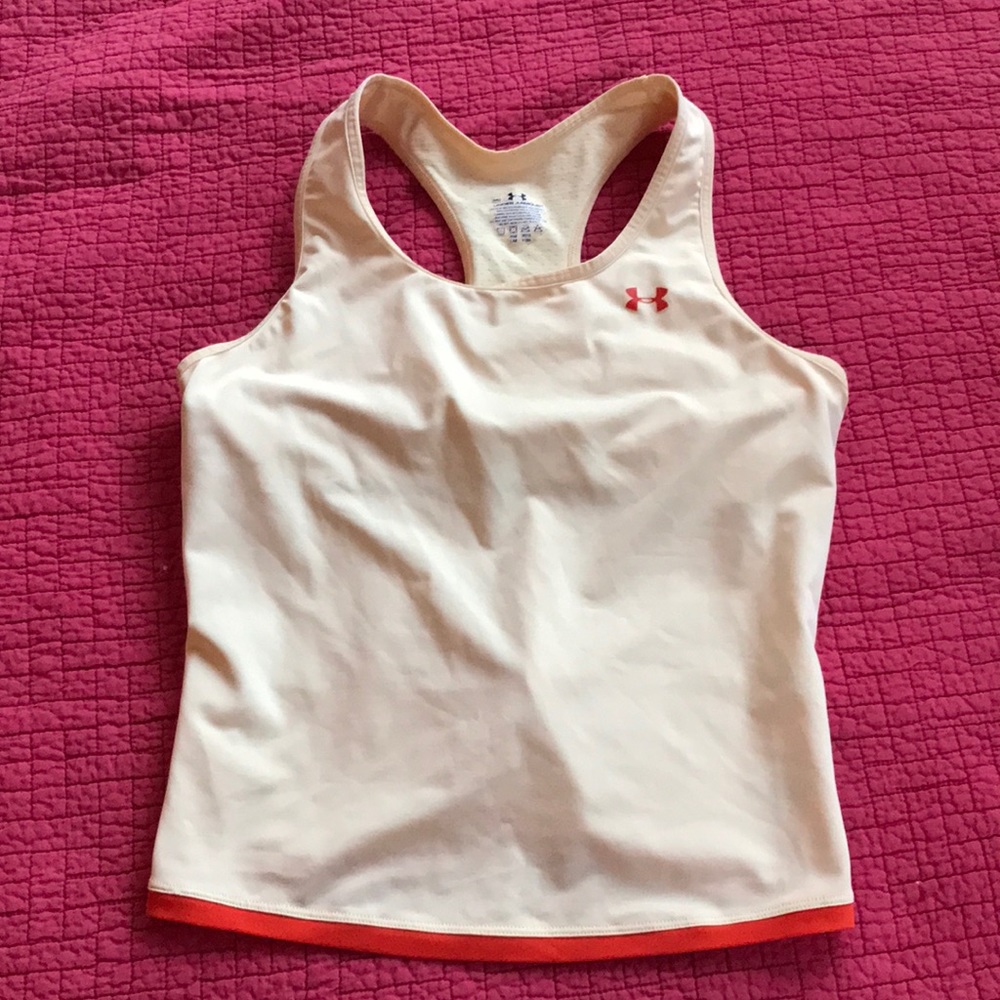 UNDER ARMOUR 💛 Athletic Racerback Tank top, sports bra, yellow, stretch